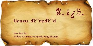 Urszu Árpád névjegykártya